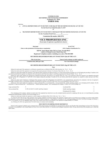 Thumbnail VICI Properties
 10-K Annual Report 2017