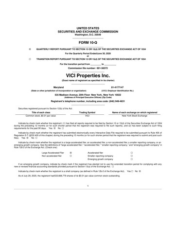 Thumbnail VICI Properties
 10-Q Quarterly Report FY2020 