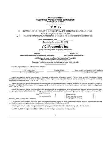 Thumbnail VICI Properties
 10-Q Quarterly Report FY2021 