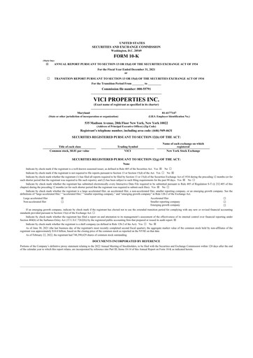 Thumbnail VICI Properties
 10-K Annual Report 2021