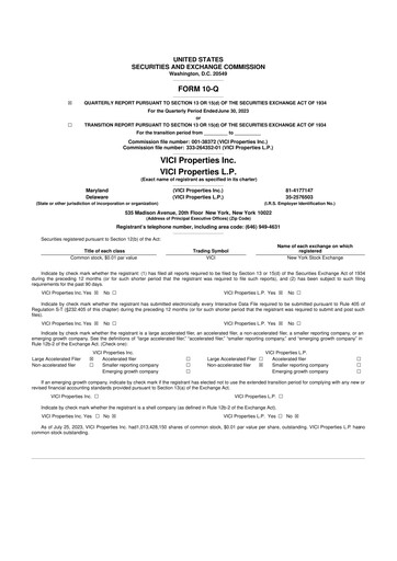 Thumbnail VICI Properties
 10-Q Quarterly Report FY2023 