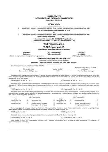 Thumbnail VICI Properties
 10-Q Quarterly Report FY2025 