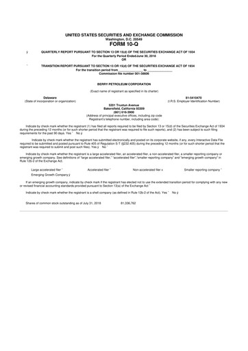 Thumbnail Berry Corporation 10-Q Quarterly Report FY2018 