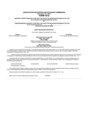 Thumbnail Berry Corporation 10-Q Quarterly Report FY2018 