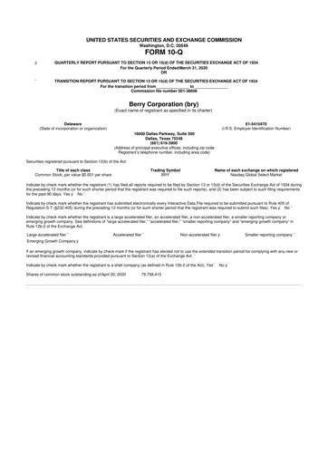 Thumbnail Berry Corporation 10-Q Quarterly Report FY2020 