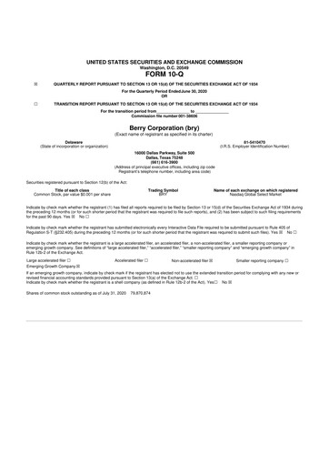 Thumbnail Berry Corporation 10-Q Quarterly Report FY2020 