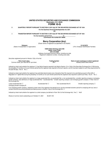 Thumbnail Berry Corporation 10-Q Quarterly Report FY2021 