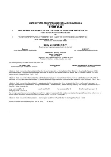 Thumbnail Berry Corporation 10-Q Quarterly Report FY2022 