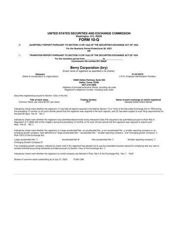 Thumbnail Berry Corporation 10-Q Quarterly Report FY2023 