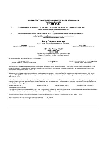 Thumbnail Berry Corporation 10-Q Quarterly Report FY2023 