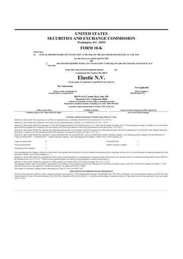 Thumbnail Elastic NV
 10-K Annual Report 2022