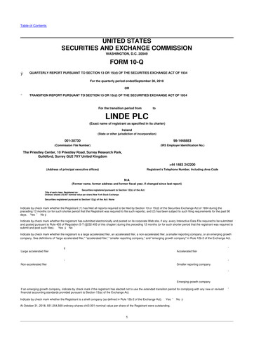 Thumbnail Linde 10-Q Quarterly Report FY2018 