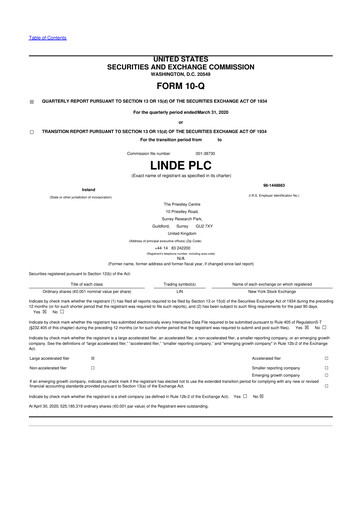 Thumbnail Linde 10-Q Quarterly Report FY2020 