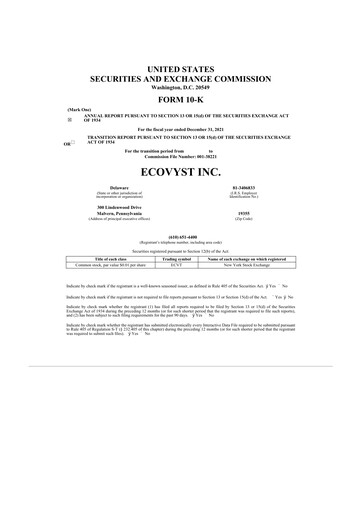 Thumbnail Ecovyst 10-K Annual Report 2021