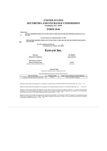 Thumbnail Ecovyst 10-K Annual Report 2022