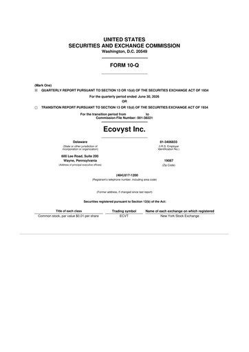 Miniature Ecovyst 10-Q Rapport trimestriel 2026 