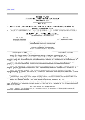 Thumbnail Ribbon Communications 10-K Annual Report 2018