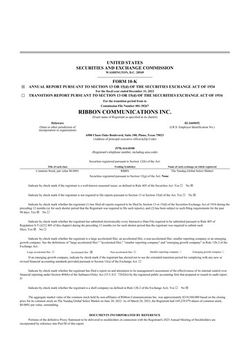 Thumbnail Ribbon Communications 10-K Annual Report 2022