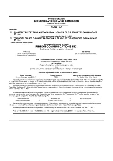 Miniature Ribbon Communications 10-Q Rapport trimestriel 2023 