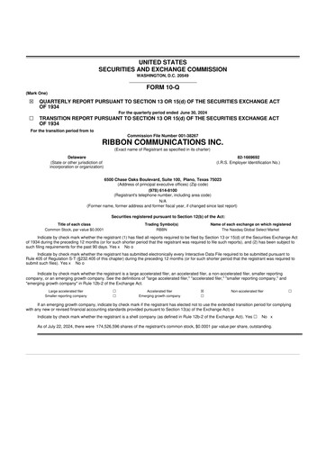 Miniature Ribbon Communications 10-Q Rapport trimestriel 2024 