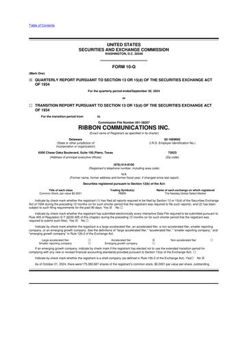 Miniature Ribbon Communications 10-Q Rapport trimestriel 2024 