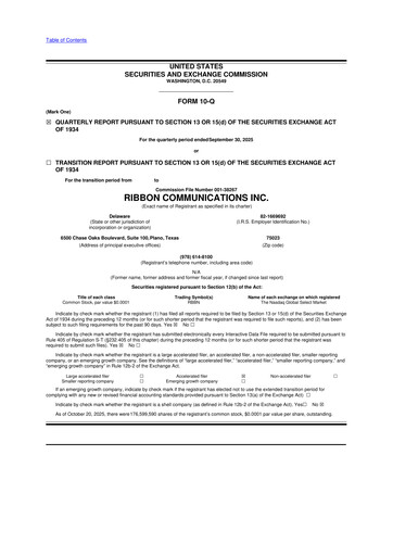 Miniature Ribbon Communications 10-Q Rapport trimestriel 2025 