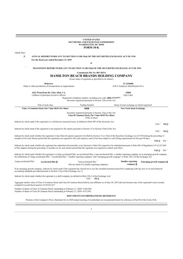 Thumbnail Hamilton Beach Brands 10-K Annual Report 2019