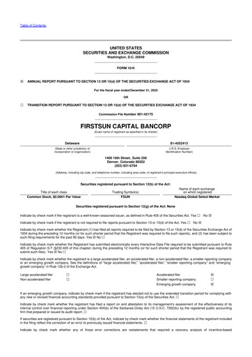 Miniature FirstSun Capital Bancorp 10-K Rapport annuel 2025