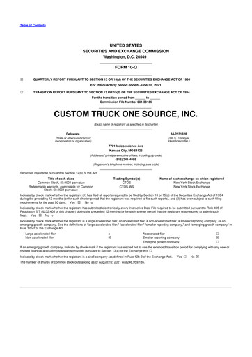 Thumbnail Custom Truck One Source 10-Q Quarterly Report FY2021 