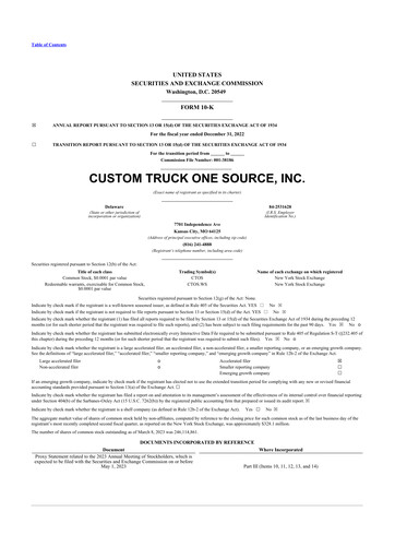 Thumbnail Custom Truck One Source 10-K Annual Report 2022