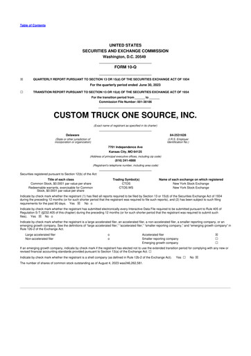 Thumbnail Custom Truck One Source 10-Q Quarterly Report FY2023 