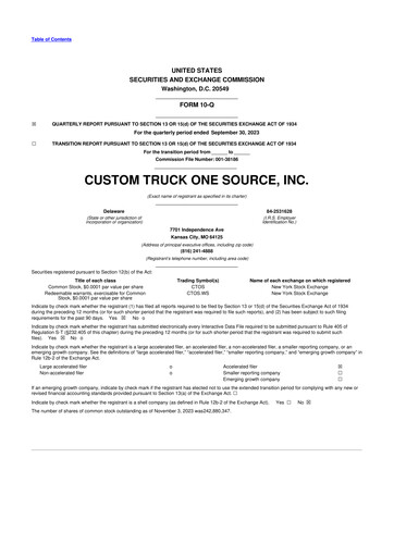 Thumbnail Custom Truck One Source 10-Q Quarterly Report FY2023 