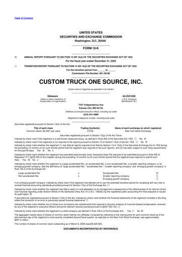 Thumbnail Custom Truck One Source 10-K Annual Report 2025