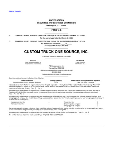 Vorschaubild Custom Truck One Source 10-Q Quartalsbericht  