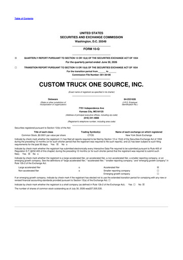 Thumbnail Custom Truck One Source 10-Q Quarterly Report FY2026 