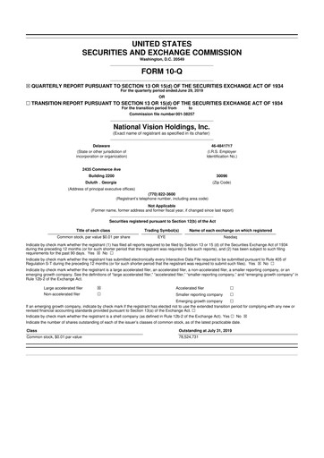 Vorschaubild National Vision Holdings 10-Q Quartalsbericht 2019 