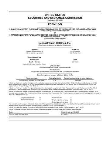 Vorschaubild National Vision Holdings 10-Q Quartalsbericht 2020 
