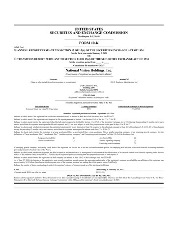 Thumbnail National Vision Holdings 10-K Annual Report 2020