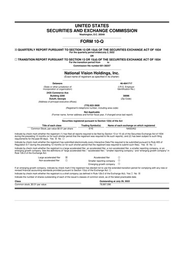 Vorschaubild National Vision Holdings 10-Q Quartalsbericht 2022 