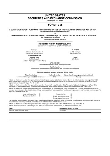 Vorschaubild National Vision Holdings 10-Q Quartalsbericht 2024 