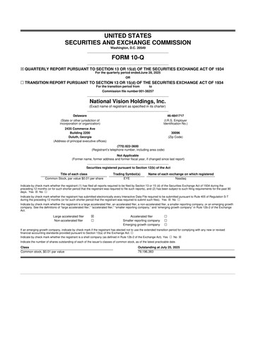 Vorschaubild National Vision Holdings 10-Q Quartalsbericht 2025 