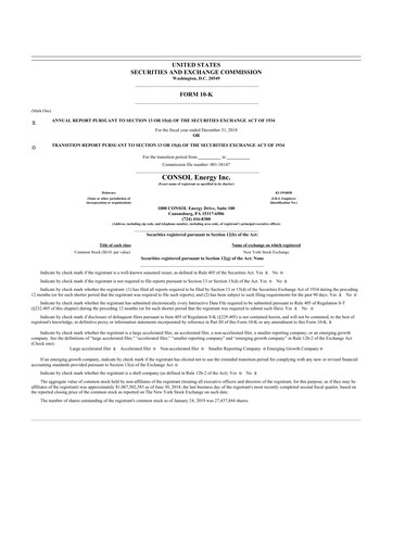 Thumbnail Core Natural Resources 10-K Annual Report 2018