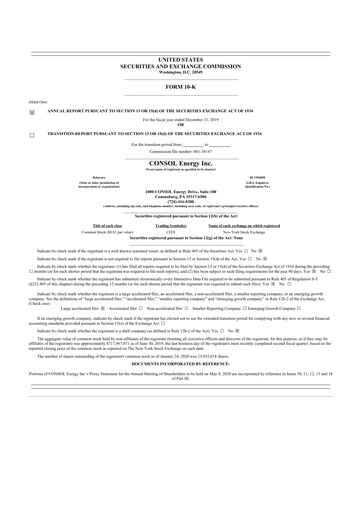 Thumbnail Core Natural Resources 10-K Annual Report 2019