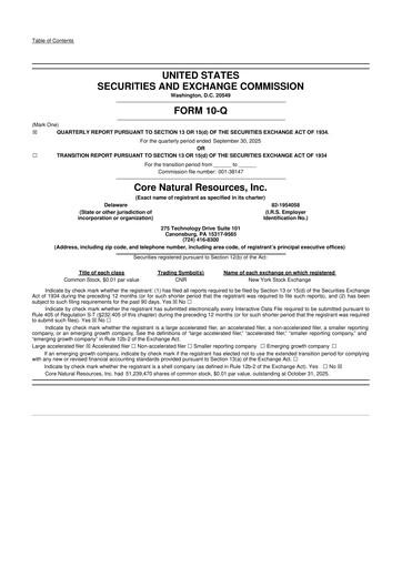 Miniature Core Natural Resources 10-Q Rapport trimestriel 2025 