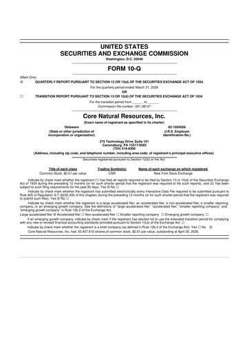 Miniature Core Natural Resources 10-Q Rapport trimestriel  