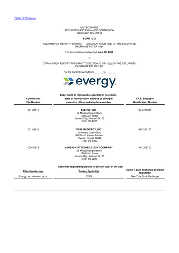 Thumbnail Evergy 10-Q Quarterly Report FY2019 