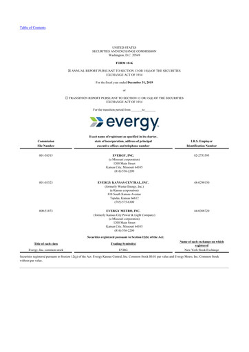 Miniature Evergy 10-K Rapport annuel 2019