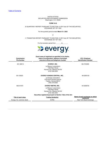 Thumbnail Evergy 10-Q Quarterly Report FY2022 
