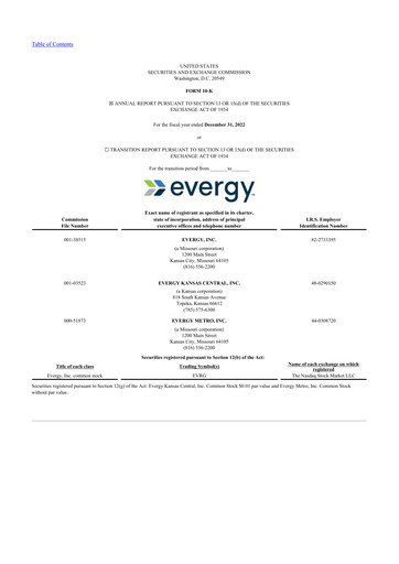Miniature Evergy 10-K Rapport annuel 2022