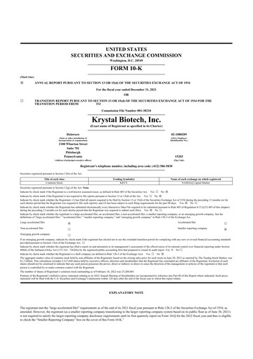 Thumbnail Krystal Biotech 10-K Annual Report 2021